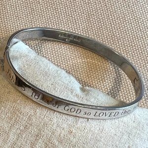 Stella & Dot Silver Engraved Bangle Bracelet